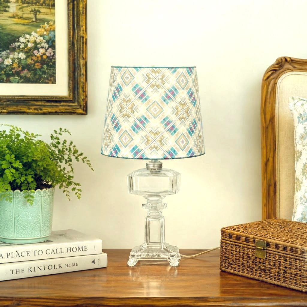 Antique Ripley Lamp; Co. Glass Oil Lamp Converted to Electric – 1870s Hollow Stem Table Lamp