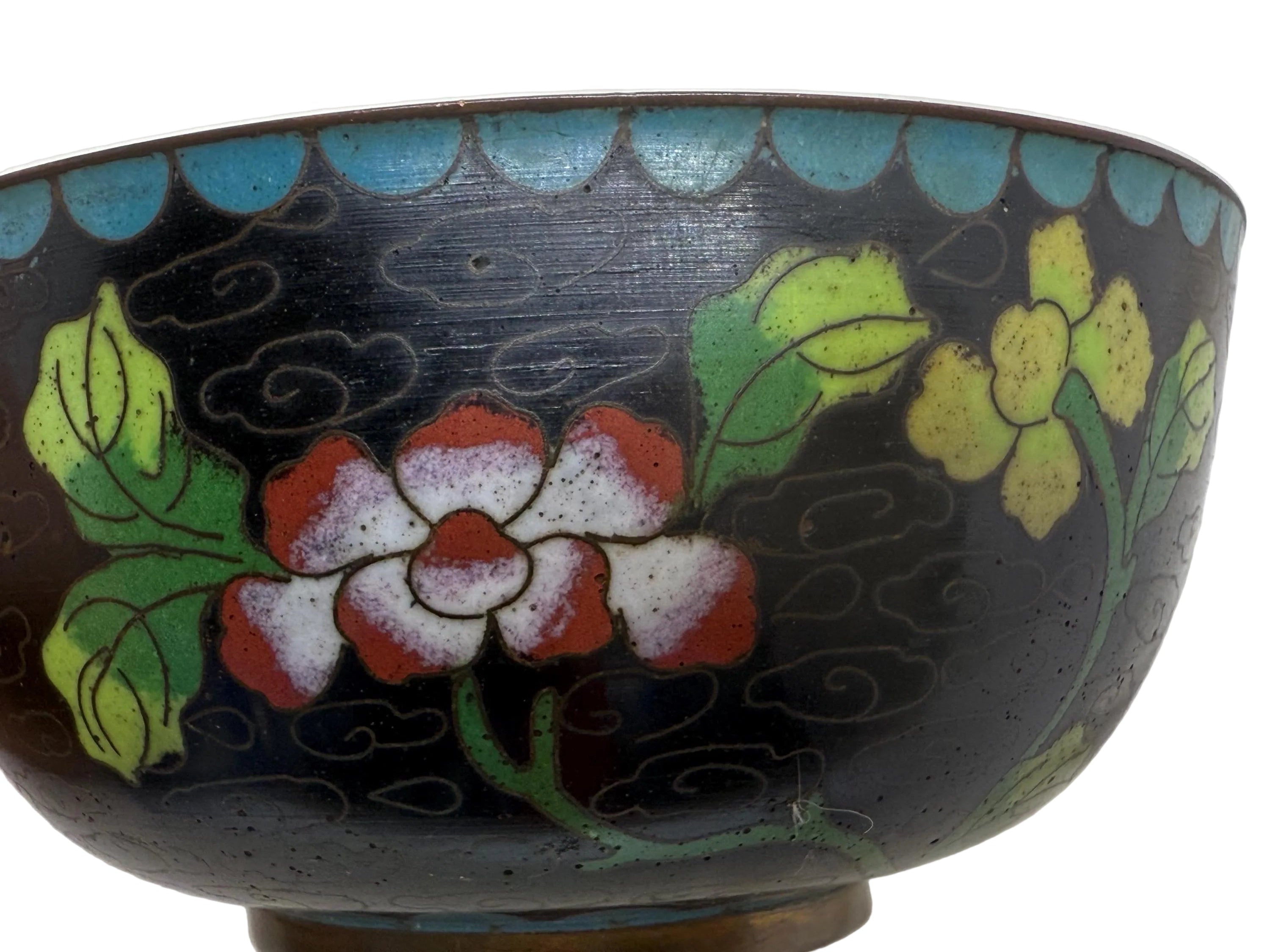 Vintage Chinese Cloisonné Bowl 4.5”
