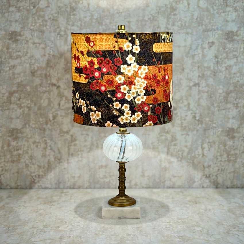 Fenton Glass with White Swirls Lamp