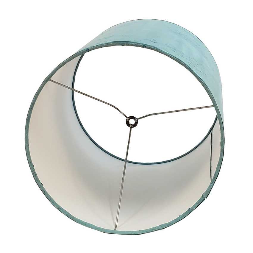 Handmade Light Blue Faux Suede Drum Lampshade with Embroidered Sequined Roses | Custom Pastel Blue Sparkle Spider Fitter Replacement Shade