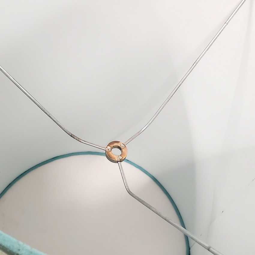 Handmade Light Blue Faux Suede Drum Lampshade with Embroidered Sequined Roses | Custom Pastel Blue Sparkle Spider Fitter Replacement Shade