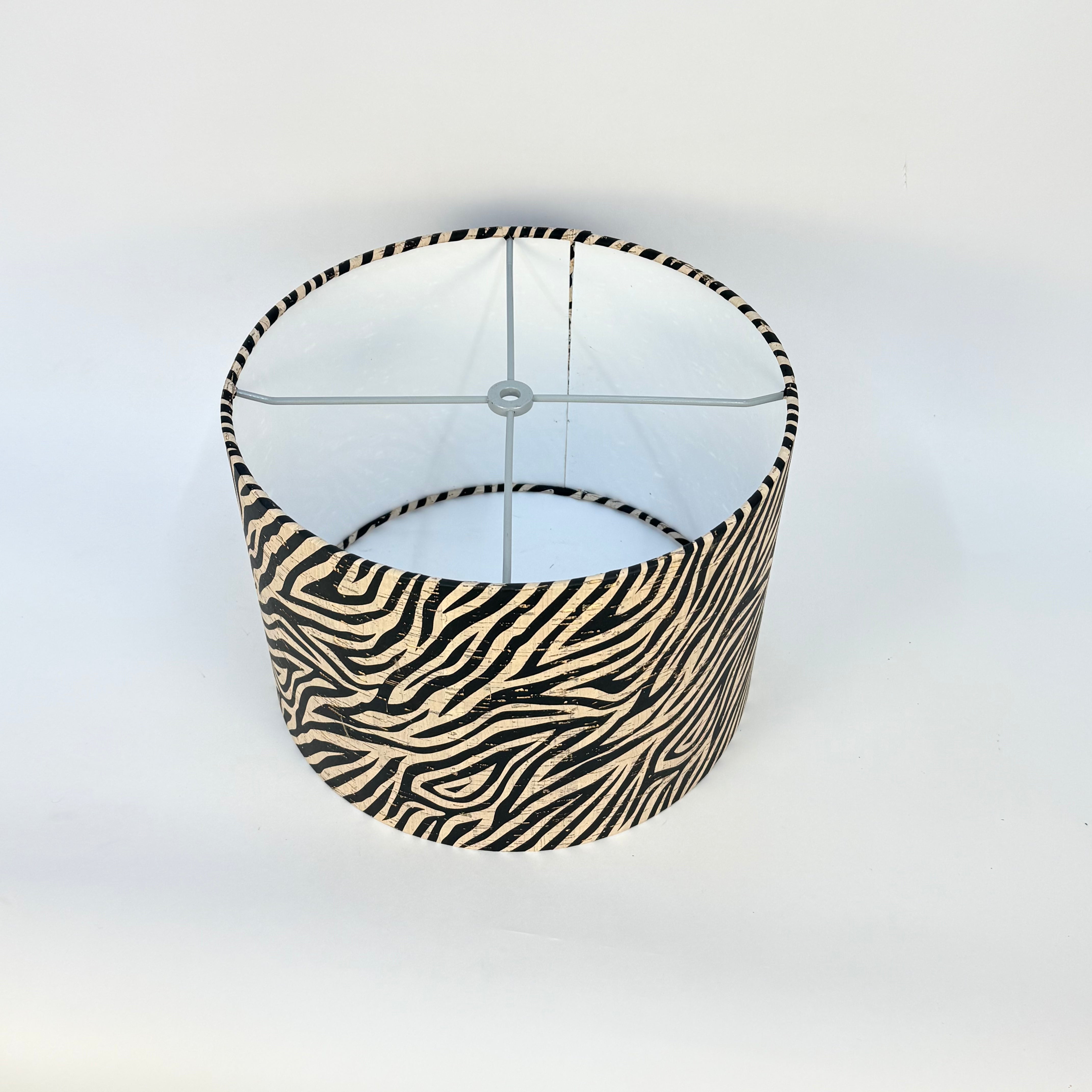 Zebra Pattern Cork - 12 inch Drum Shade