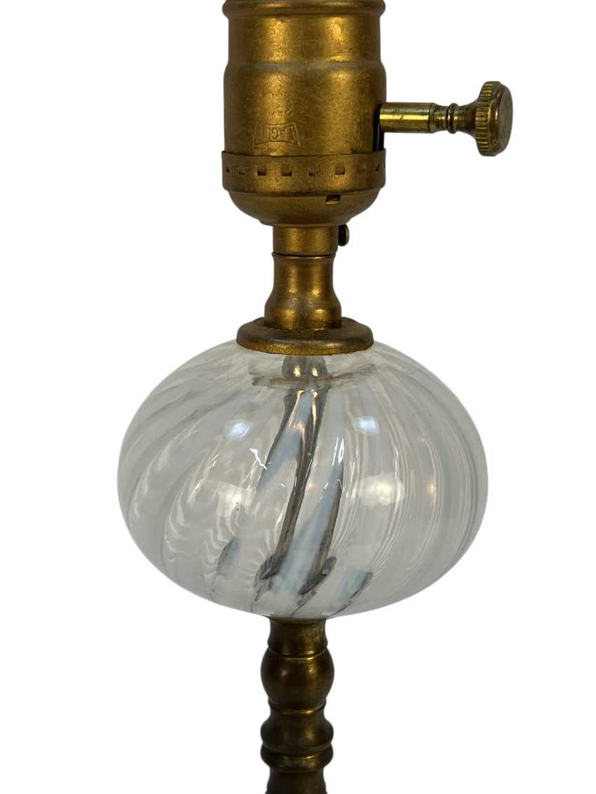 Fenton Glass with White Swirls Lamp