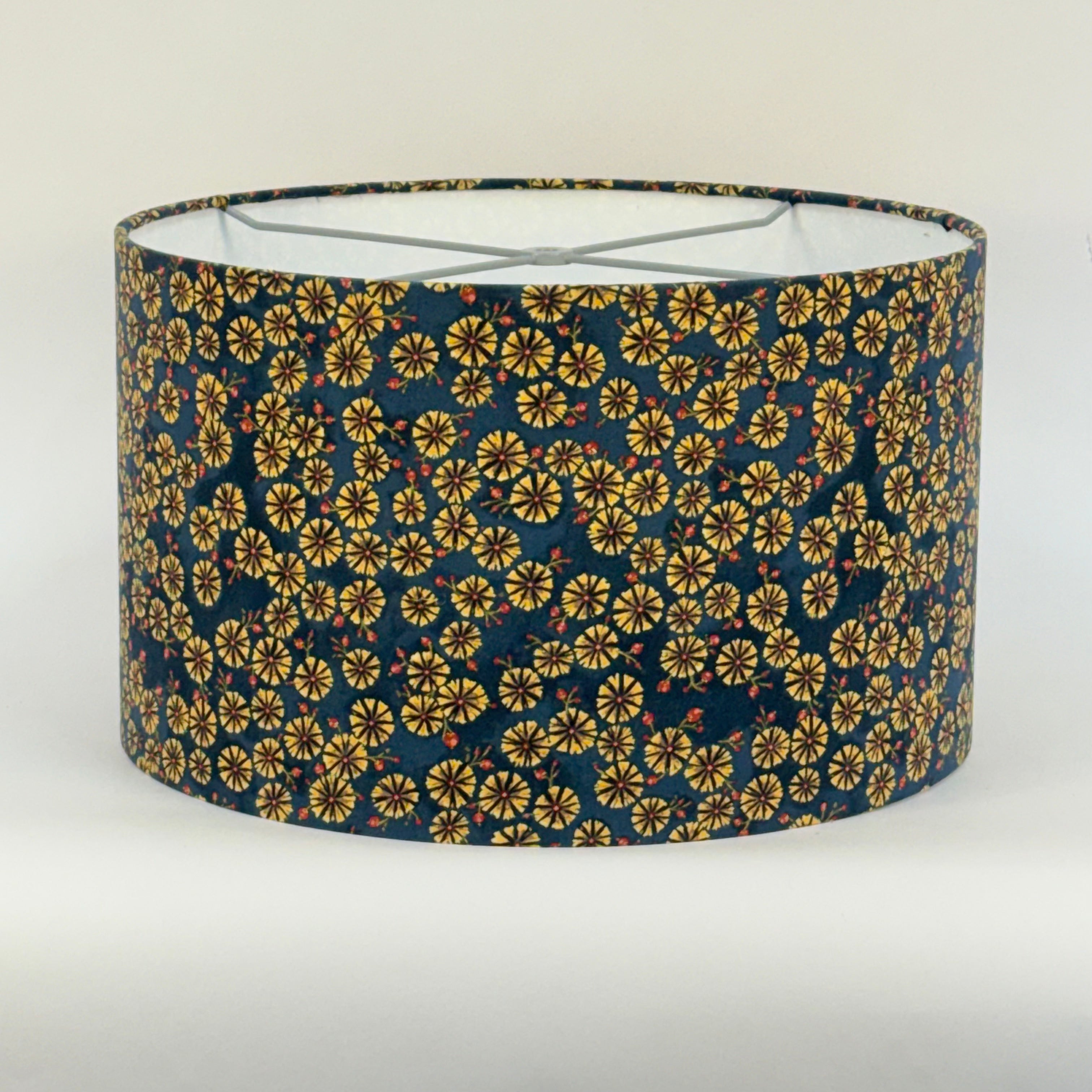 Teal with Yellow Flowers - 16 inch Drum Shade